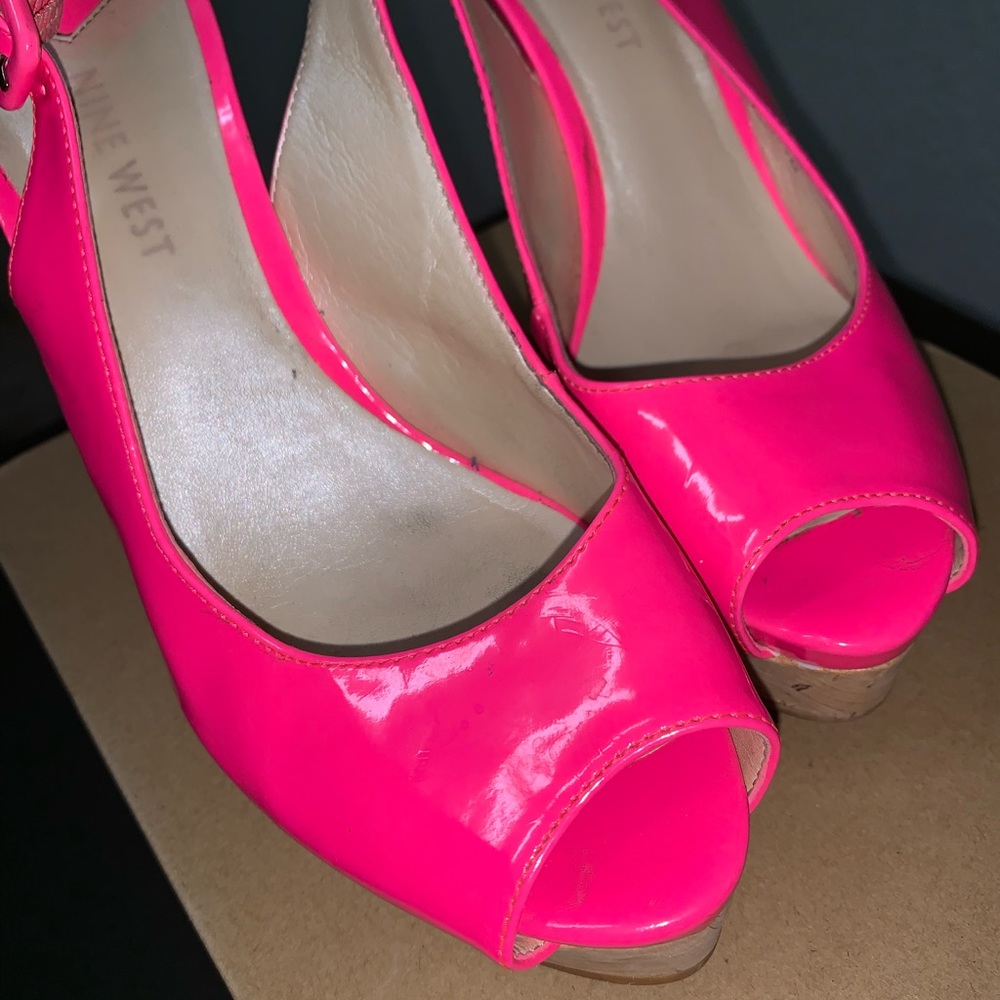 Nine West, Neon Pink Wedges, Pre Loved